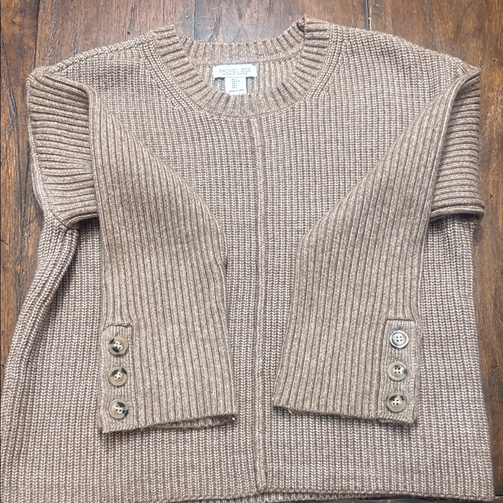 Rachel Zoe Women's Tan Sweater with Button Detail size Large